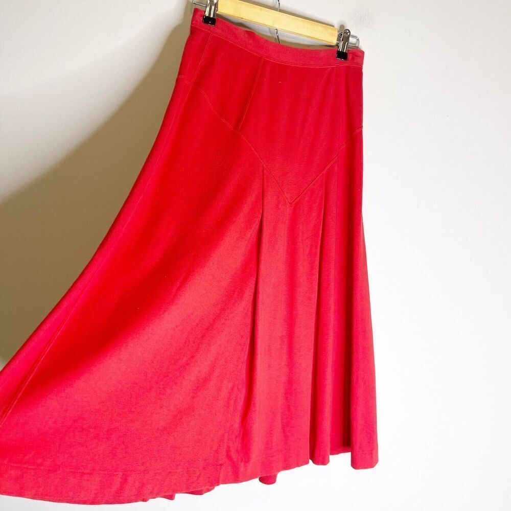 Vintage 80s AXIS Size 10 Combed Cotton Skirt Red‎ Flare Midi Casual Flirty Style